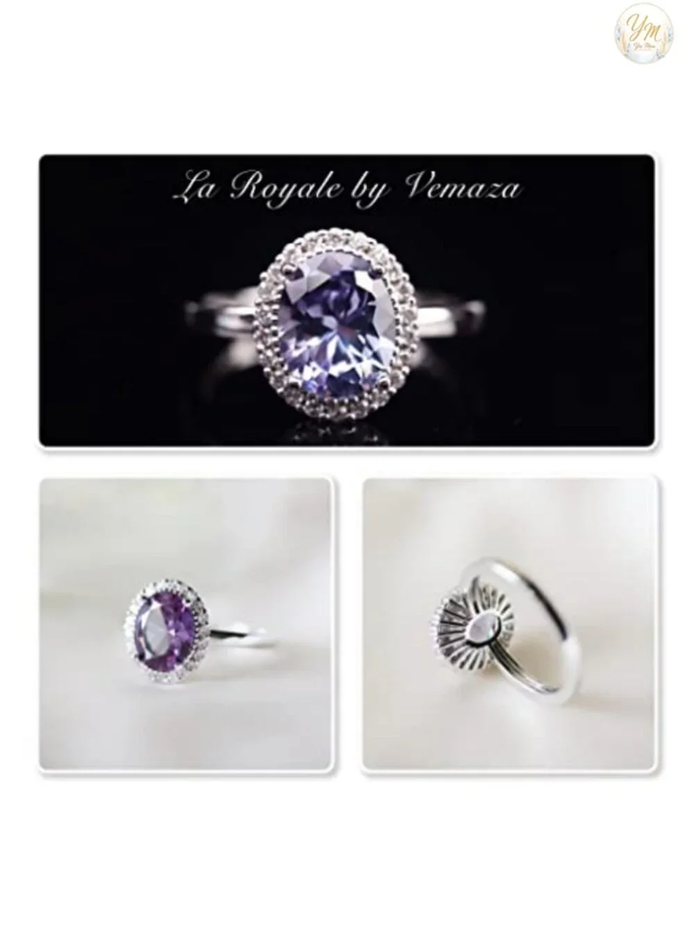 Lab Created Alexandrite Ring 925 Sterling Silver Halo Statement June Birthstone